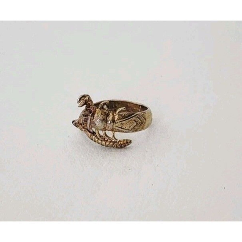Vintage Sterling Silver Vermeil Scorpion Scorpio Ring 925 Adjustable Size 8